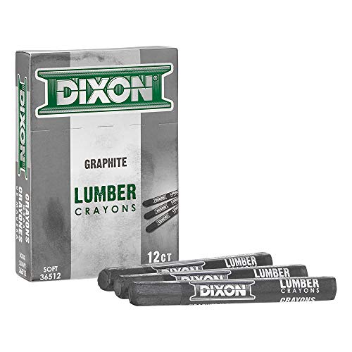 Dixon Industrial Lumber Marking Crayons Soft Graphite 4-1/2 x 1/2" Hex Pack of 12 (36512)
