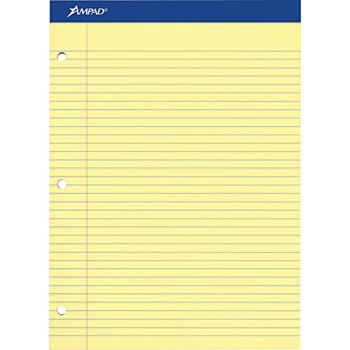 Ampad Evidence Dual Ruled Pad\ Legal Ruling\ Size 8.5 x 11.75 Inches\ Canary Paper\ 100 Sheets Per Pad (20-243)