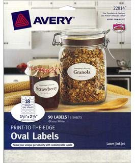 '''Avery Printable Blank Oval Labels 1.5'''' x 2.5'''' Glossy White 90 ...