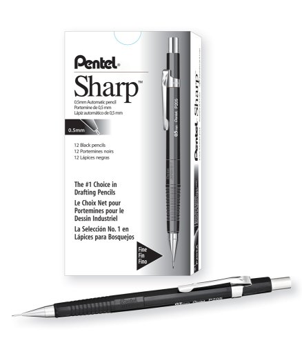 Pentel Sharp Automatic Pencil 0.5mm Lead Size Black Barrel(P205A) Box of 12