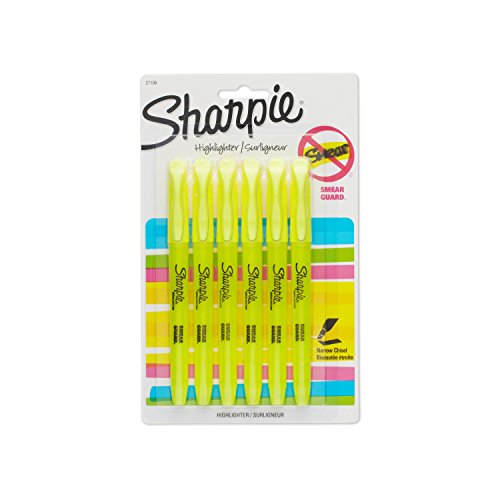 SHARPIE 27108PP Accent Pocket Style Highlighter, Fluorescent Yellow, 6-Pack
