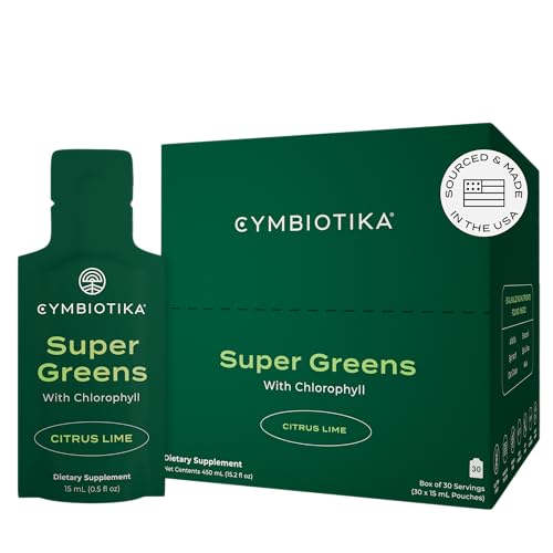 CYMBIOTIKA Super Greens Supplement with Chlorophyll, Spirulina, Daily