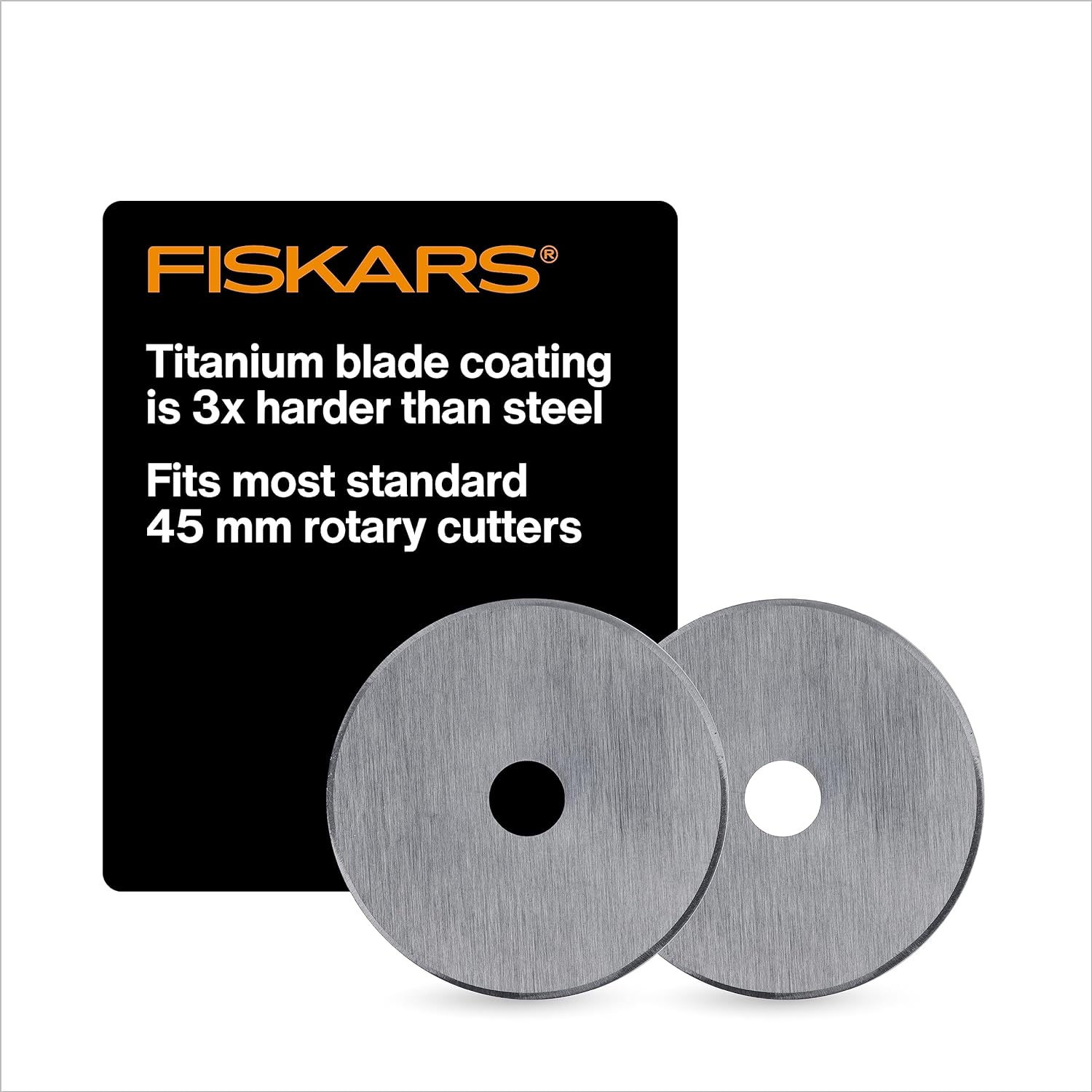 Fiskars 158290-1001 Titanium Rotaty Cutter Replacement Blades, 45mm, 2 Pack, Silver