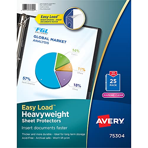 Avery Diamond Clear Heavyweight Sheet Protectors Acid Free Pack of 25 (75304)