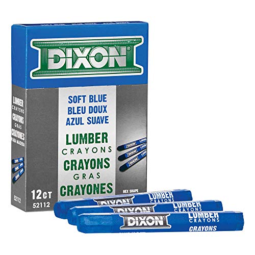 Dixon Industrial Lumber Marking Crayons 4.5" x 1/2" Hex Soft-Blue 12-Pack (52112)