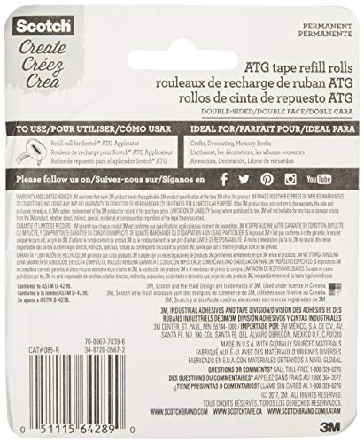 3M Scotch 085R Advanced Tape Glider Refills - 2 Pack General Purpose Adhesive Rolls