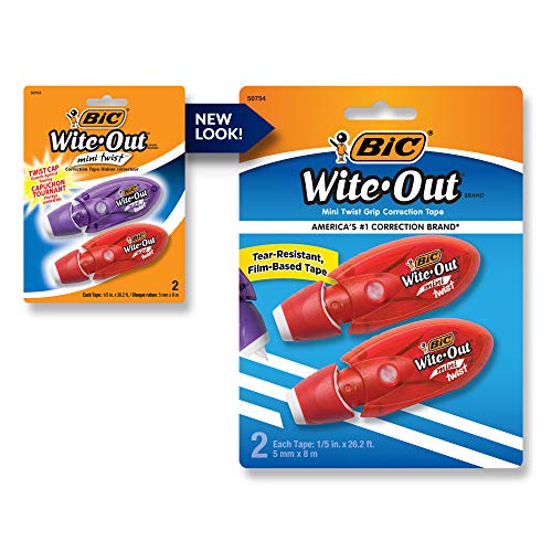 BIC Wite-Out Brand Mini Twist Correction Tape\ White\ 2-Count\ Compact and Convenient Design for Easy Storage