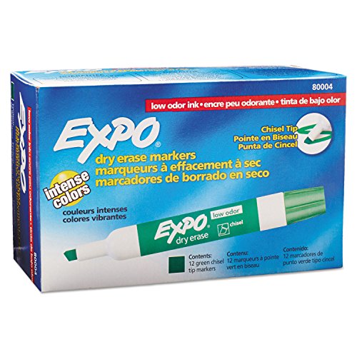 Expo 80004 Low Odor Dry Erase Markers Chisel Tip Green Color 2 Sets with 12 Markers Total of 24 Markers