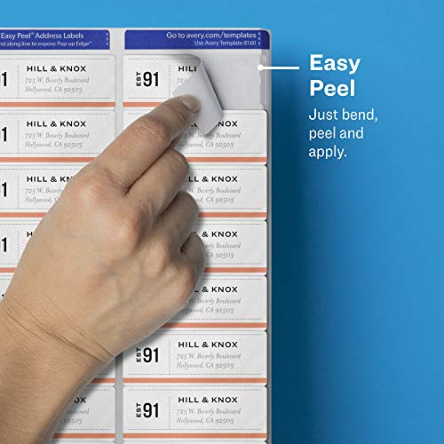 '''Avery Clear Easy Peel Address Labels for Laser Printers\ 1'''' x 25/8''''\ Box of 1\500