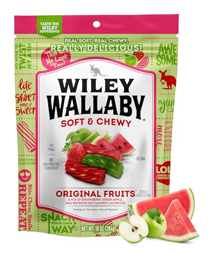 Wiley Wallaby Licorice 10 Ounce Classic Gourmet Soft & Chewy Australian Original Fruits Licorice Candy Twists, 1 Pack