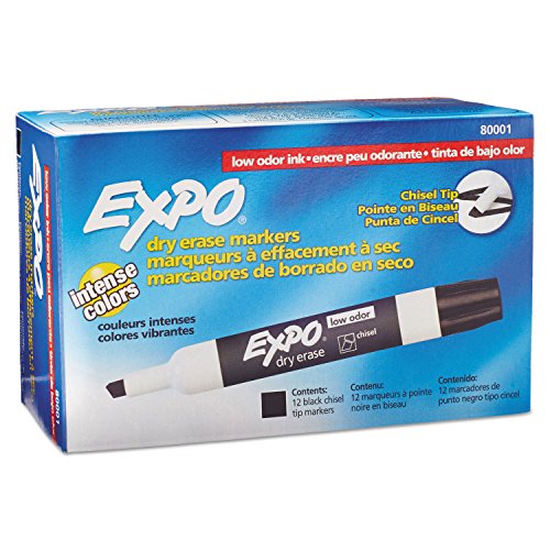 Expo 80001 Low Odor Dry Erase Marker Chisel Tip Black Dozen