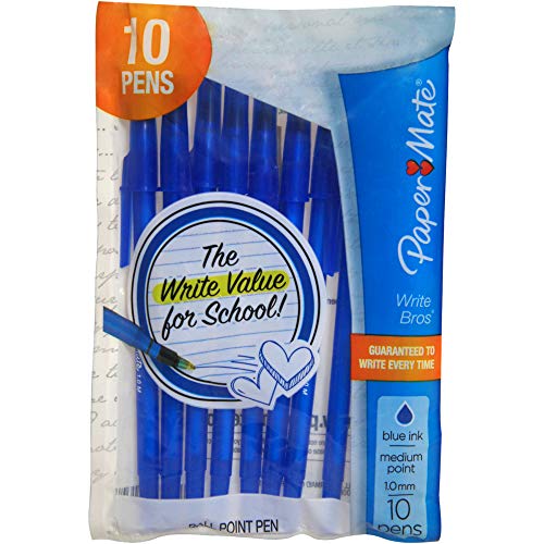 Papermate Stick Pens Medium Blue Pack 10