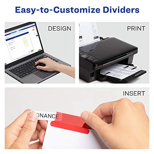 10 Pcs Avery 11109 5-Tab Binder Dividers, Insertable Multicolor Big Tabs