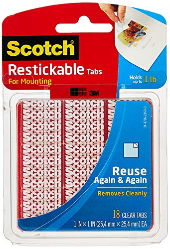 Scotch Restickable Tabs\ Clear\ 1-in x 1-in\ 18-Tabs (R100)