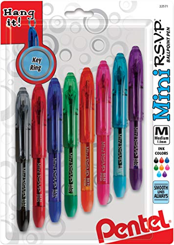 Pentel Mini Ballpoint Pen, Medium, Rubber Grip, Nonrefillable, Assorted (PENBK91MNBP8M) Category: Ballpoint Stick Pens