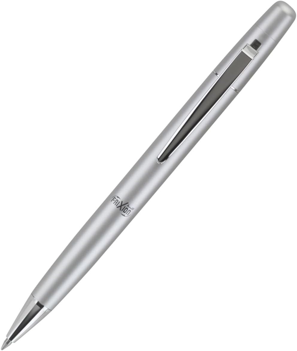 PILOT FriXion Ball LX Erasable, Refillable & Retractable Gel Ink Pen, Fine Point, Silver Barrel, Blue Ink, Single Pen (34451)