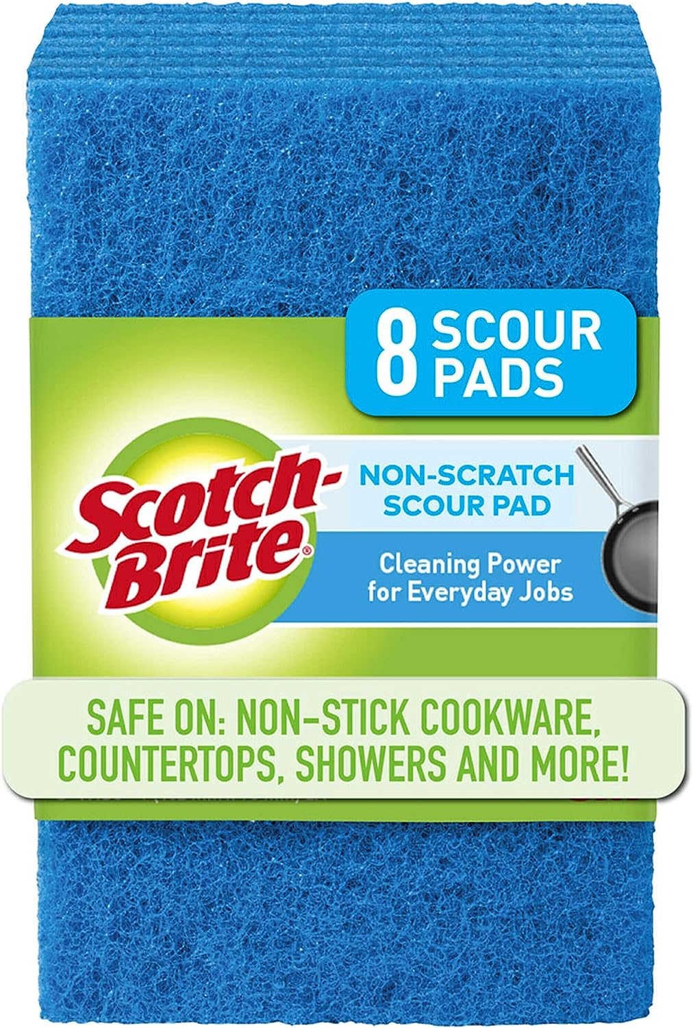 3M Scotch-Brite Non-Scratch Scour Pads, Scouring Pads for Kitchen and Dish Cleaning, 8 Pads