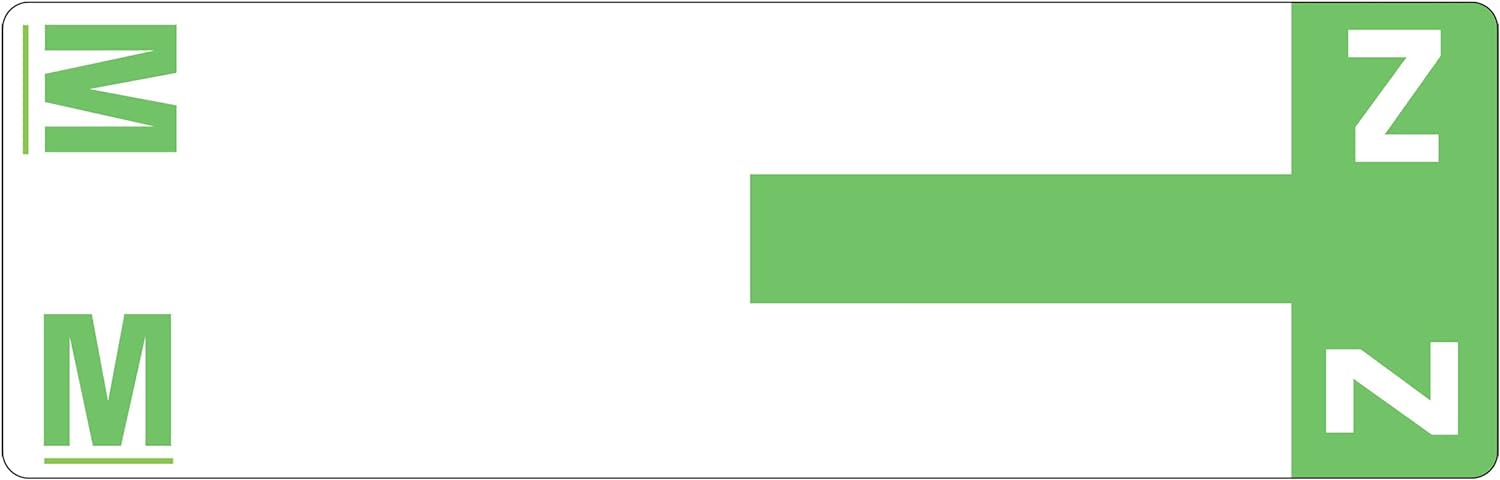 Smead AlphaZ NCC Color-Coded Label, M&Z, Label Sheet, Light Green, 100 per Pack (67164)