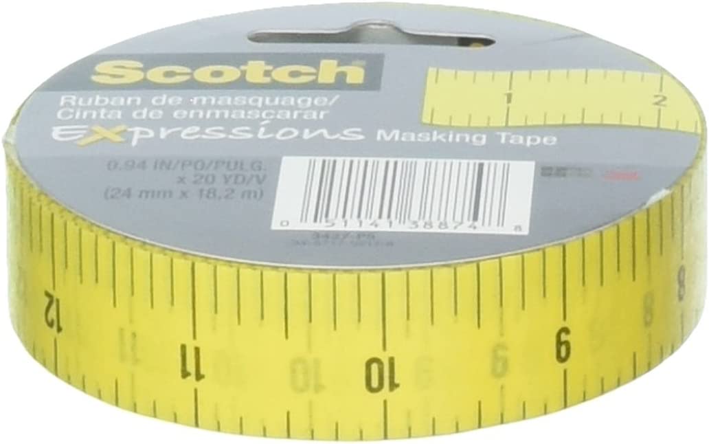 Scotch Brand MASKING TAPE MEASURE .94X20YD\ 0.94 in x 20 yds\ Multicolor