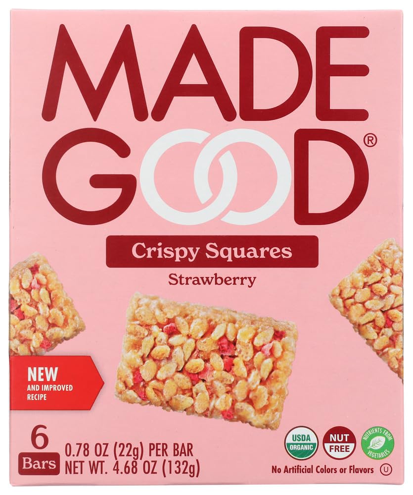 MadeGood Strawberry Crispy Squares, 6 Healthy Snacks, 0.78oz