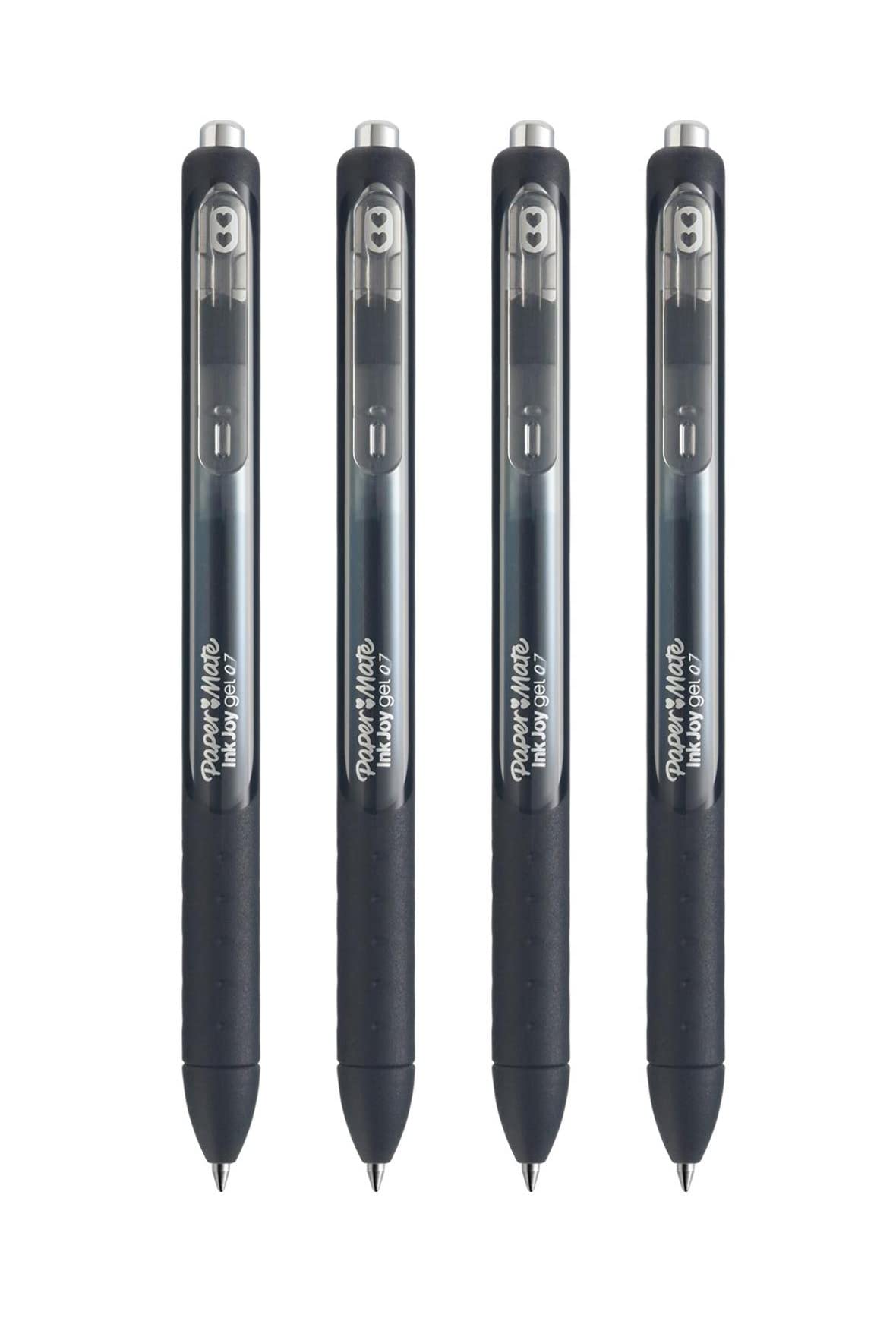 Paper Mate InkJoy Gel Retractable Pens - 0.7mm Medium Point - Black Ink - Pack of 4