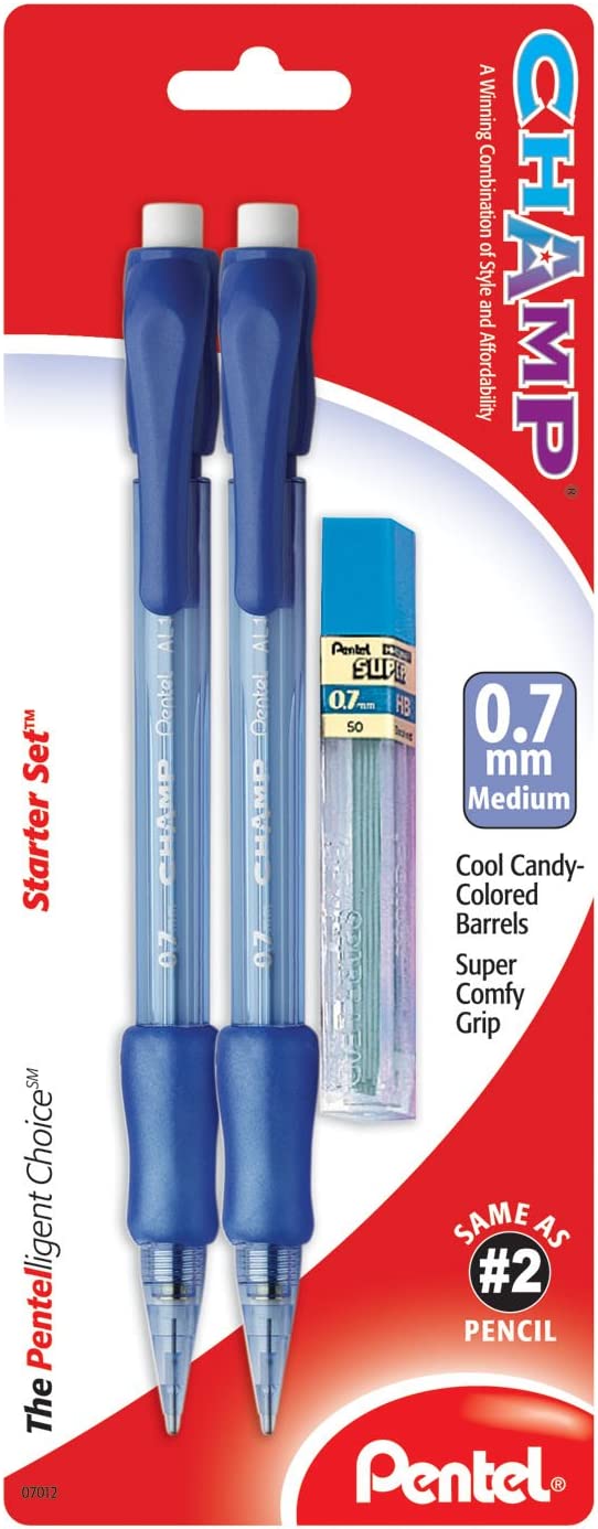 Pentel Champ Starter Set with Automatic Pencil with Lead 0.5mm Assorted 2 Pack (A2CBP)