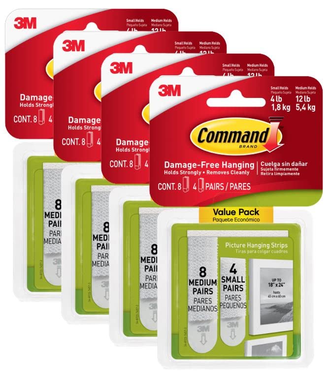 Command 17203-ES PH203-18NA Assorted Picture Hanging Strips\ Small & Medium\ White