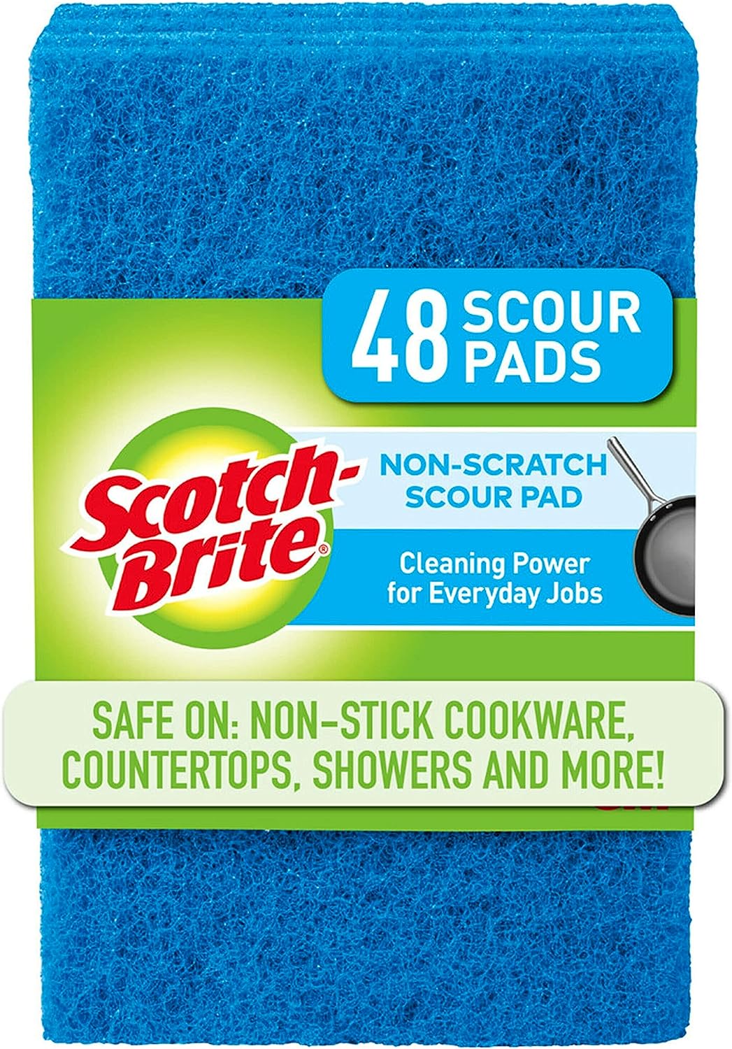 Scotch-Brite Non-Scratch Scour Pads, Scouring Pads for Kitchen and Dish Cleaning, 48 Pads