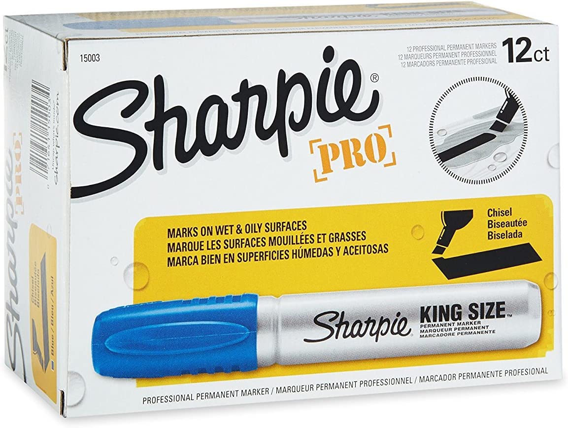 Chisel Tip Sharpie Pro Permanent Markers\ King Size Blue 24-Count