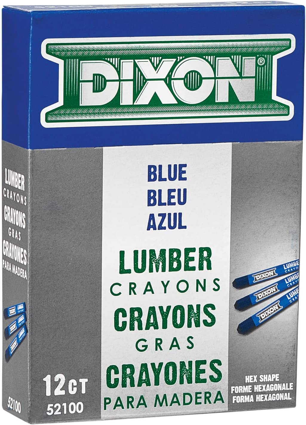 Dixon Industrial Lumber Crayons\ Blue\ 12 Count