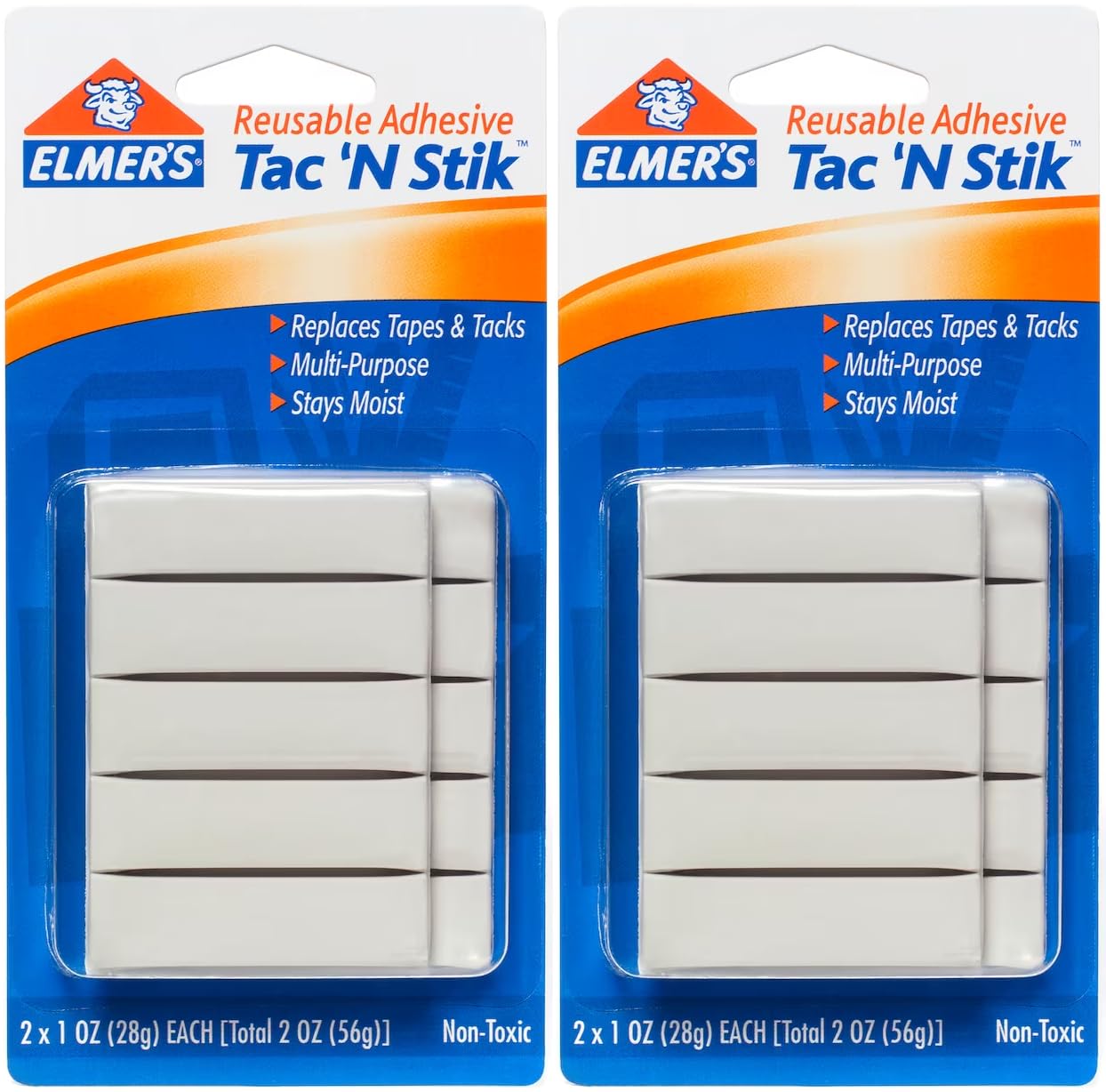 Elmer's Tac 'N Stik Reusable Adhesive, 2 Ounce - Pack of 2, 98620-2PK