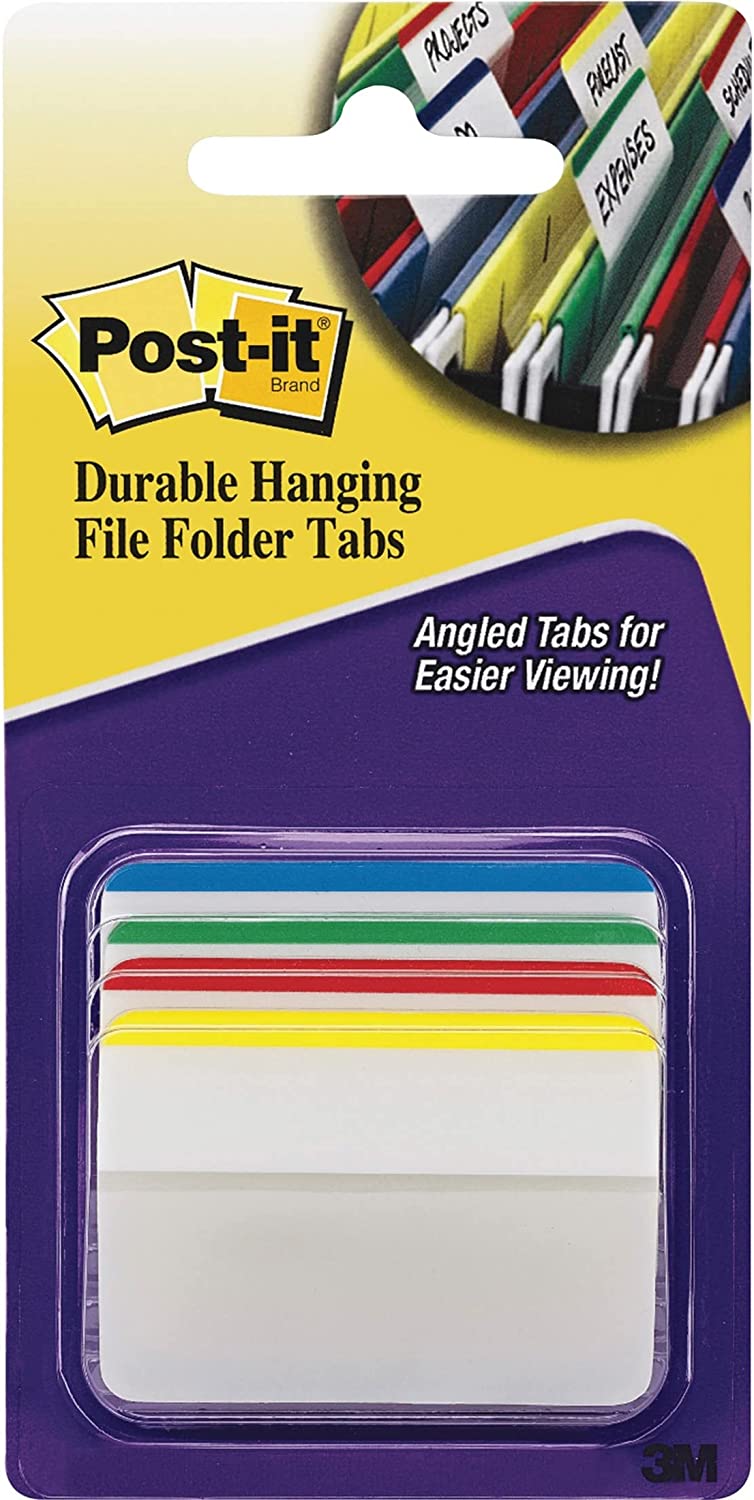 Post-it Tabs\ 2 in Angled Lined\ Assorted Primary Colors\ 6 Tabs/Color\ 4 Colors\ 24 Tabs/Pack (686A-1)