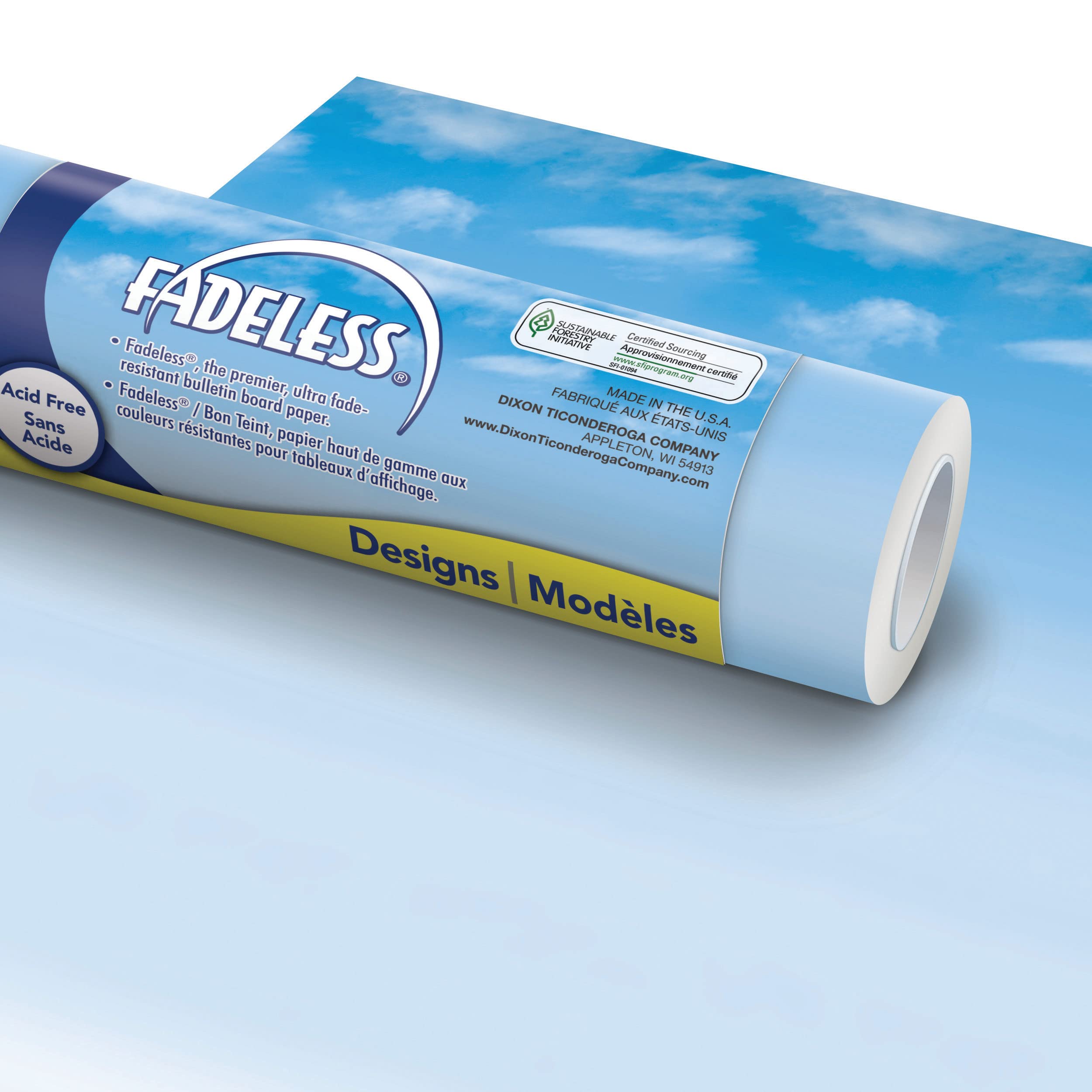 Fadeless Bulletin Board Paper, Fade-Resistant Paper for Classroom Decor, 48” x 12’, Wispy Clouds, 1 Roll