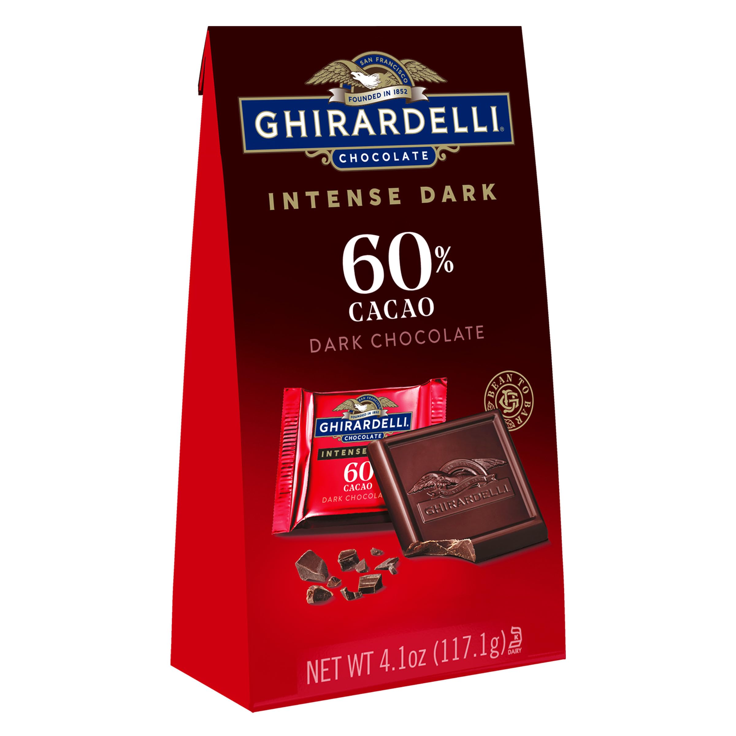 GHIRARDELLI Intense Dark Chocolate Squares, 60% Cacao, 4.1 Oz Bag
