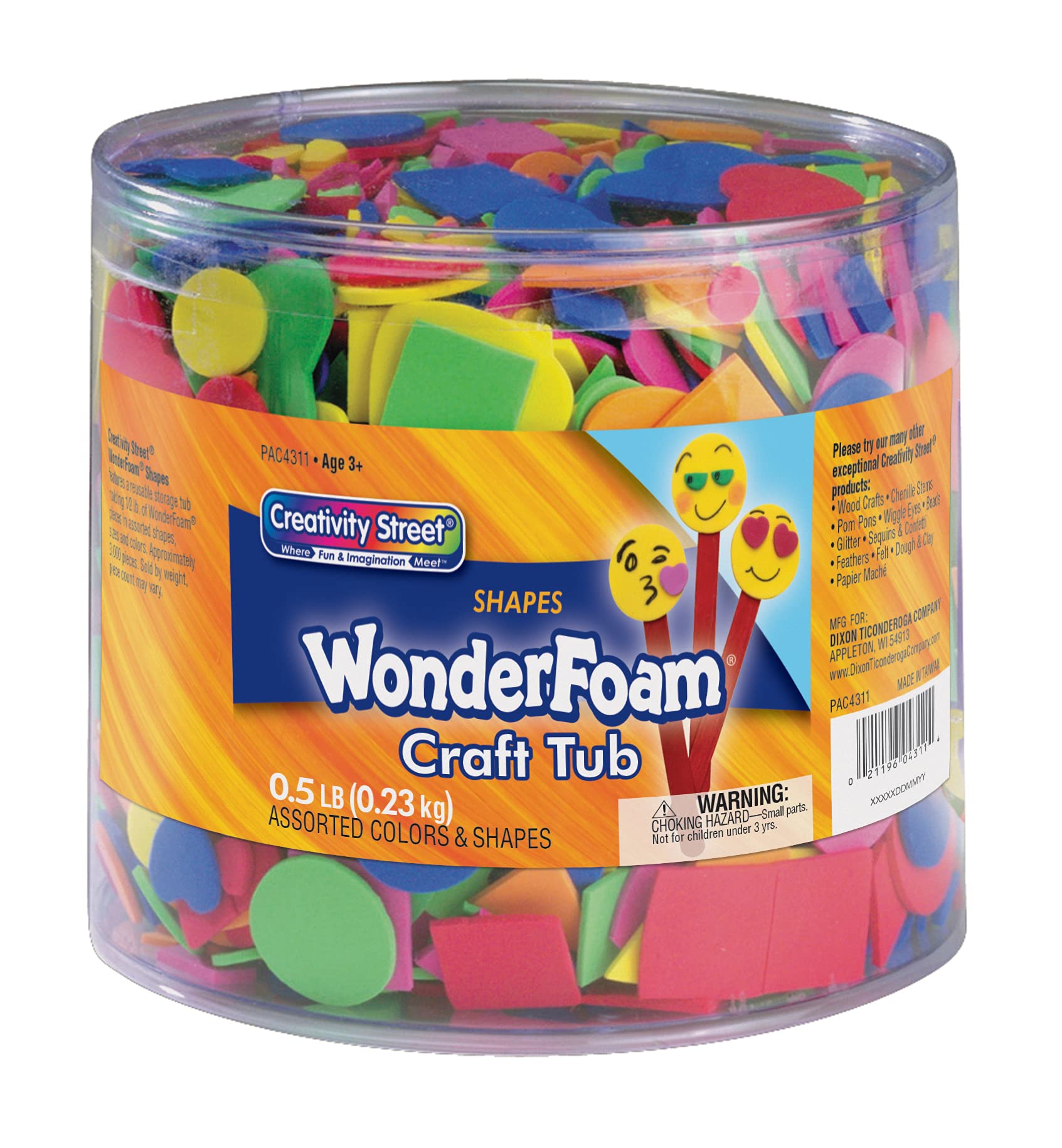Chenille Kraft Wonderfoam Colors May Vary Shape Decorative Foam Shape, Colors and Size Varies, 0.5 lb Tub, Pack of 3000