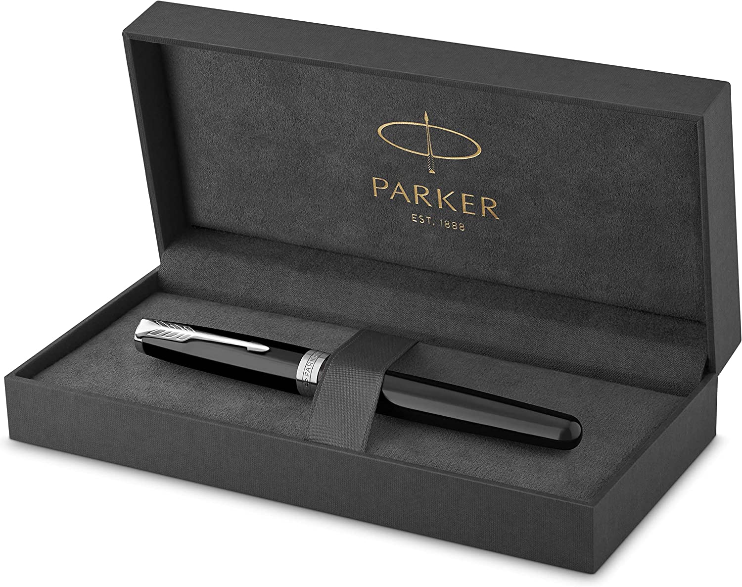 PARKER Sonnet Rollerball Pen, Black Lacquer with Palladium Trim, Fine Point Black Ink