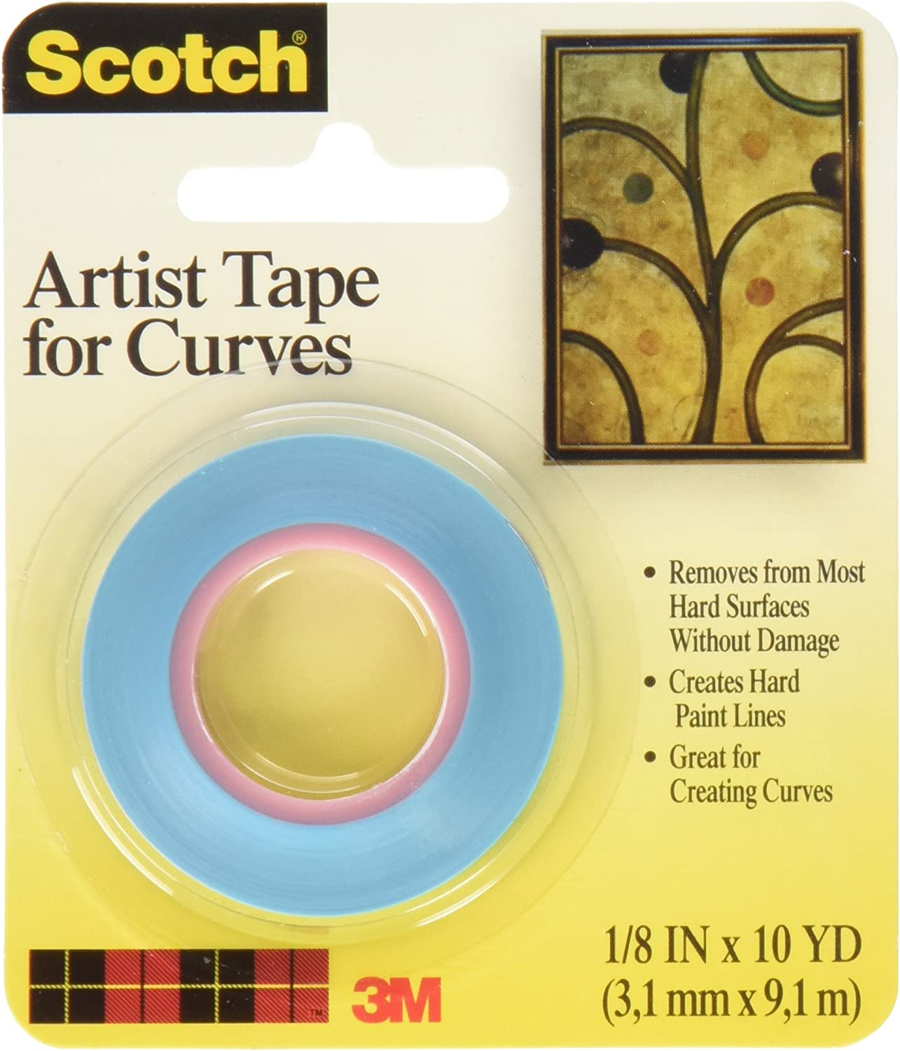 3M Artist Tape for Curves 1/8 inch x 10 Yards FA2038 (3-Pack)