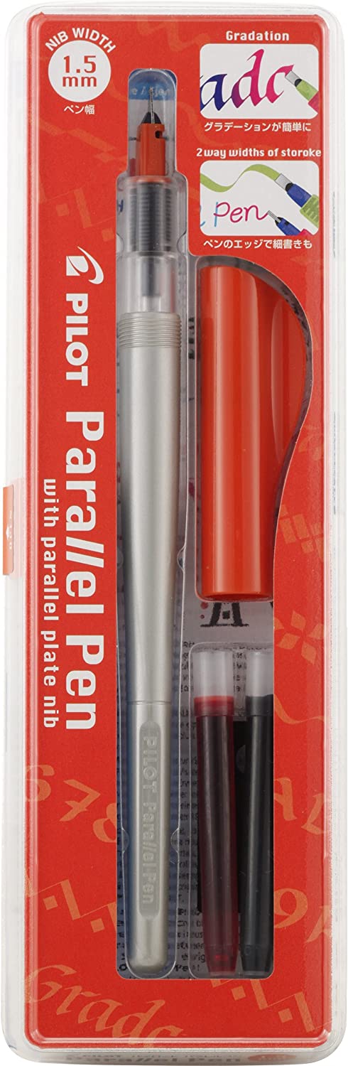 PILOT Parallel Calligraphy Pen Set\ 1.5mm Nib with Black and Red Ink Cartridges (90050)\ Red/Blue