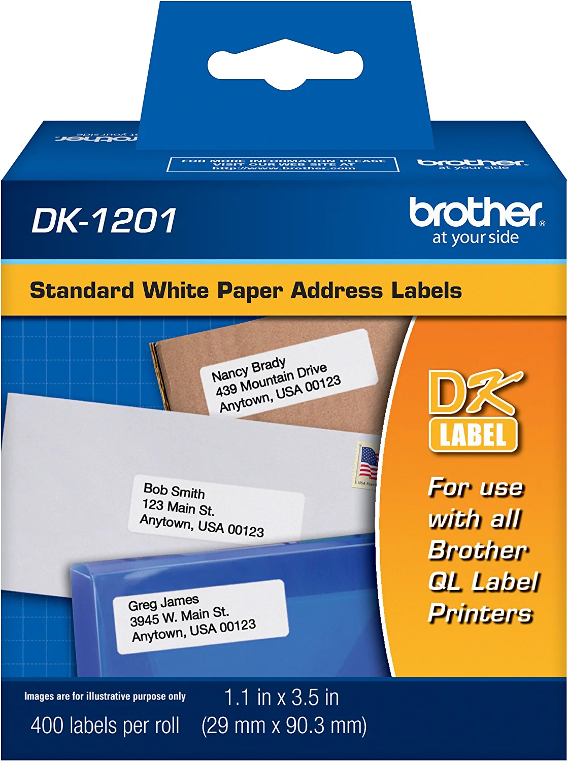 Brother Genuine DK1201 Die-Cut Standard Rolled Address Labels for QL Printers\ (DK1201)