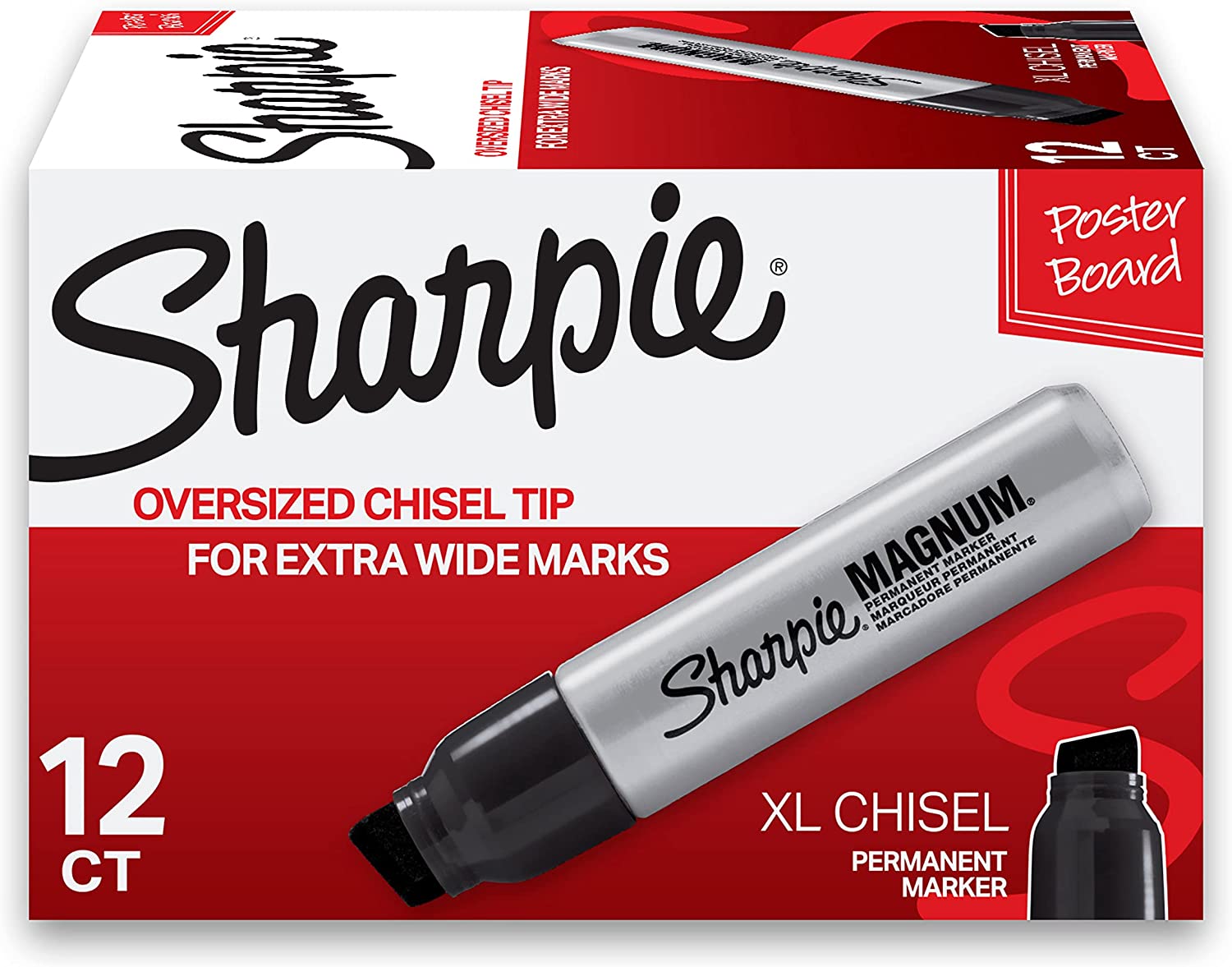 Sharpie Magnum Permanent Markers\ Chisel Tip\ Black\ (Pack of 12)