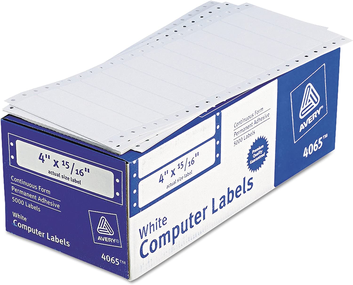Avery 04065 White Continuous Form Hi- Speed (5000 4x15/16 Labels)