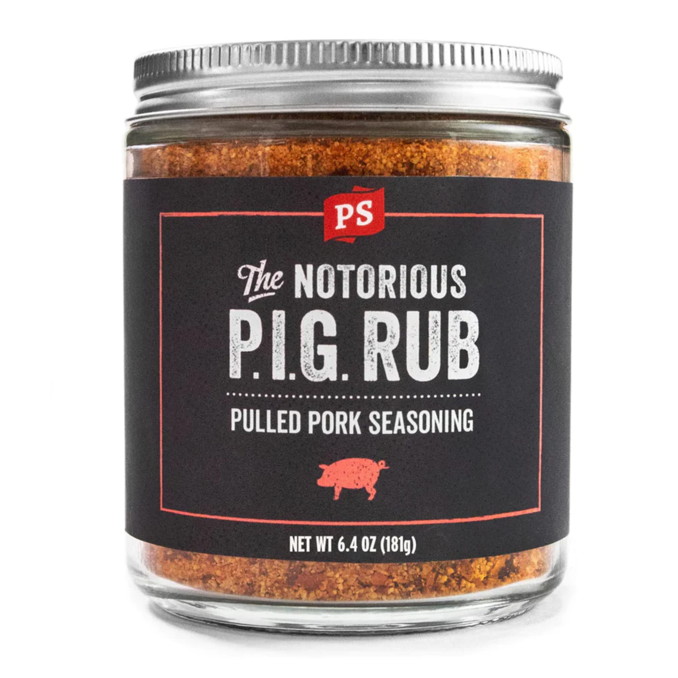 PS Seasoning NOTORIOUS P.I.G.- Pulled Pork Rub, Rib Rub Seasoning, Dry BBQ Rub, Seasoning for Smoking and Grilling, Dry Meat Rub for Pulled Pork BBQ, Ribs, Chops, Pulled Pork Seasoning