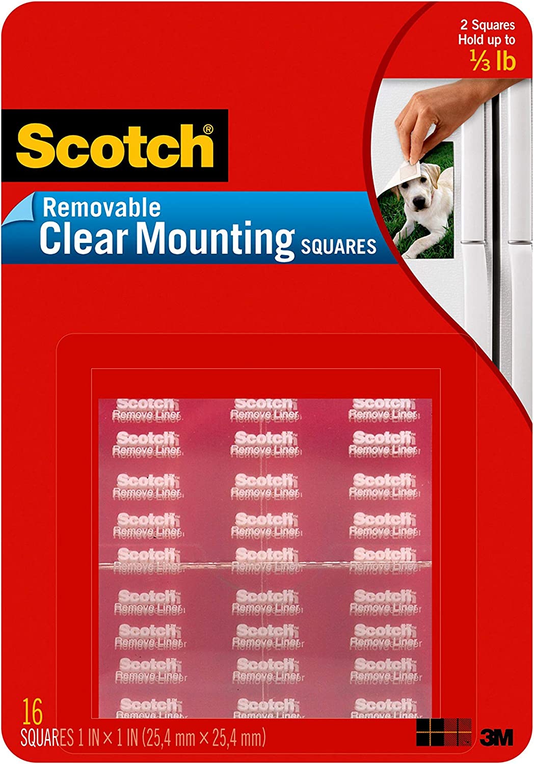Scotch Removable Mounting Squares\ Clear\ 1 in x 1-in\ 16-Squares (859-MED)