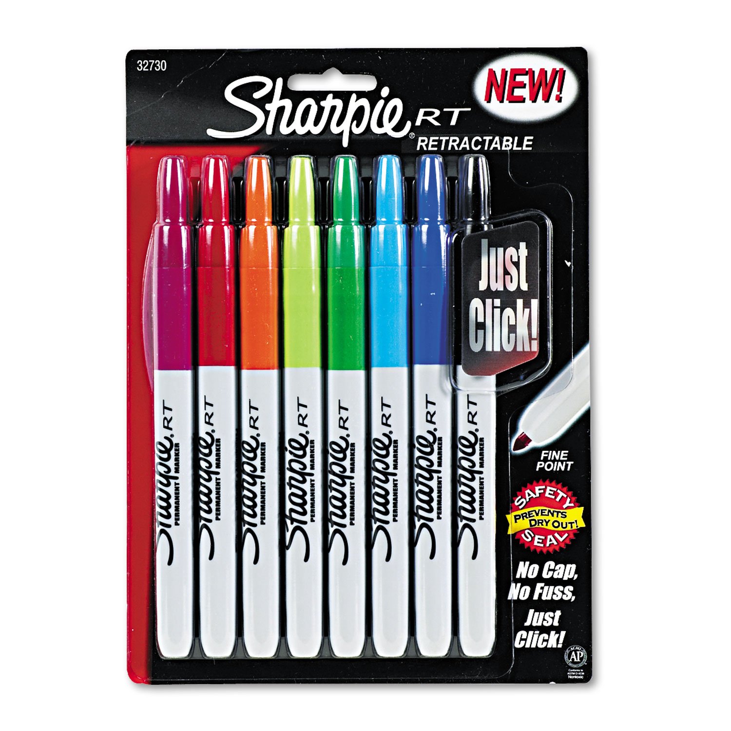 SHARPIE 32730PP Retractable Permanent Markers, Fine Point, Assorted, 8 ...