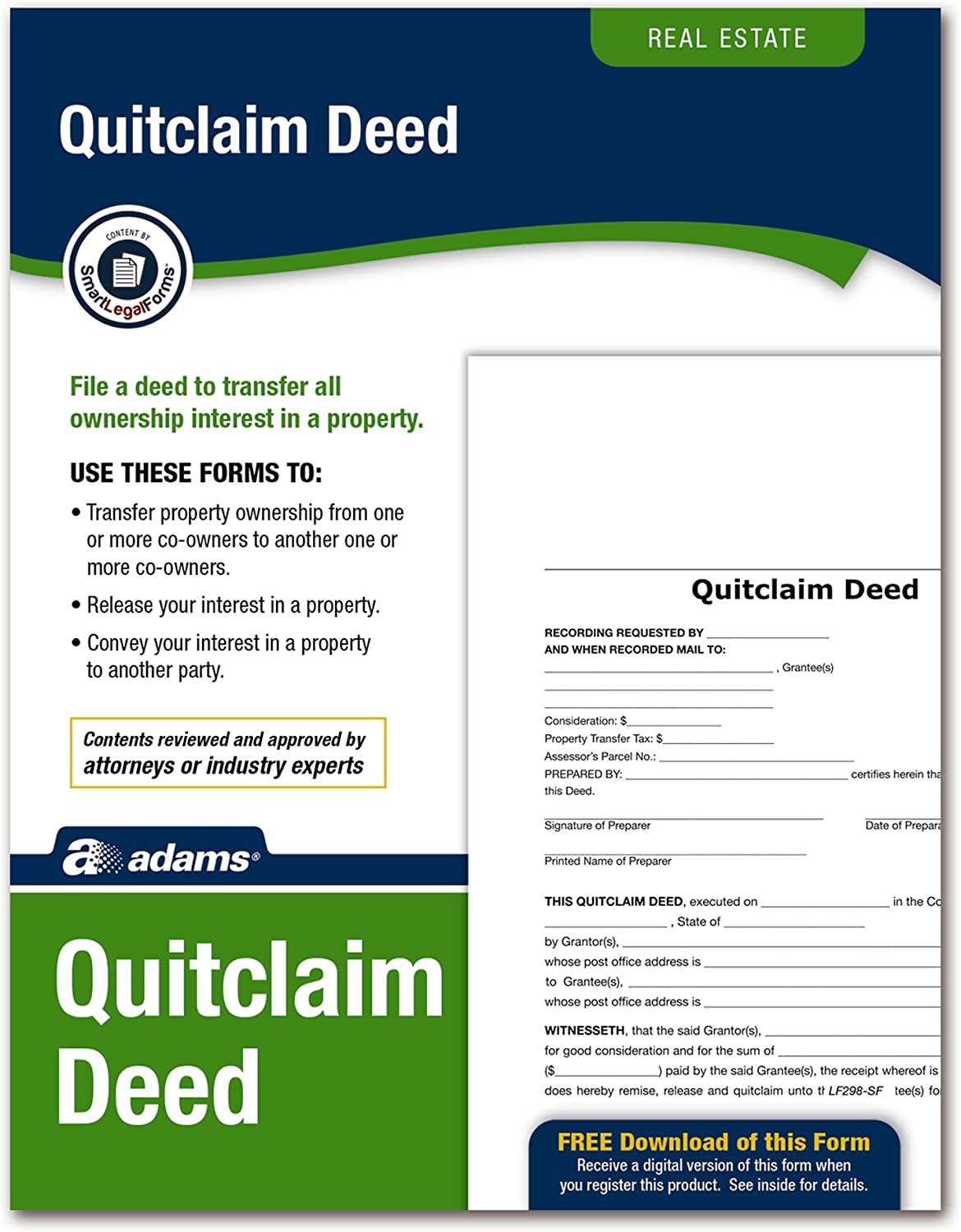 Adams Quitclaim Deed\ Forms and Instructions (LF298) \ White