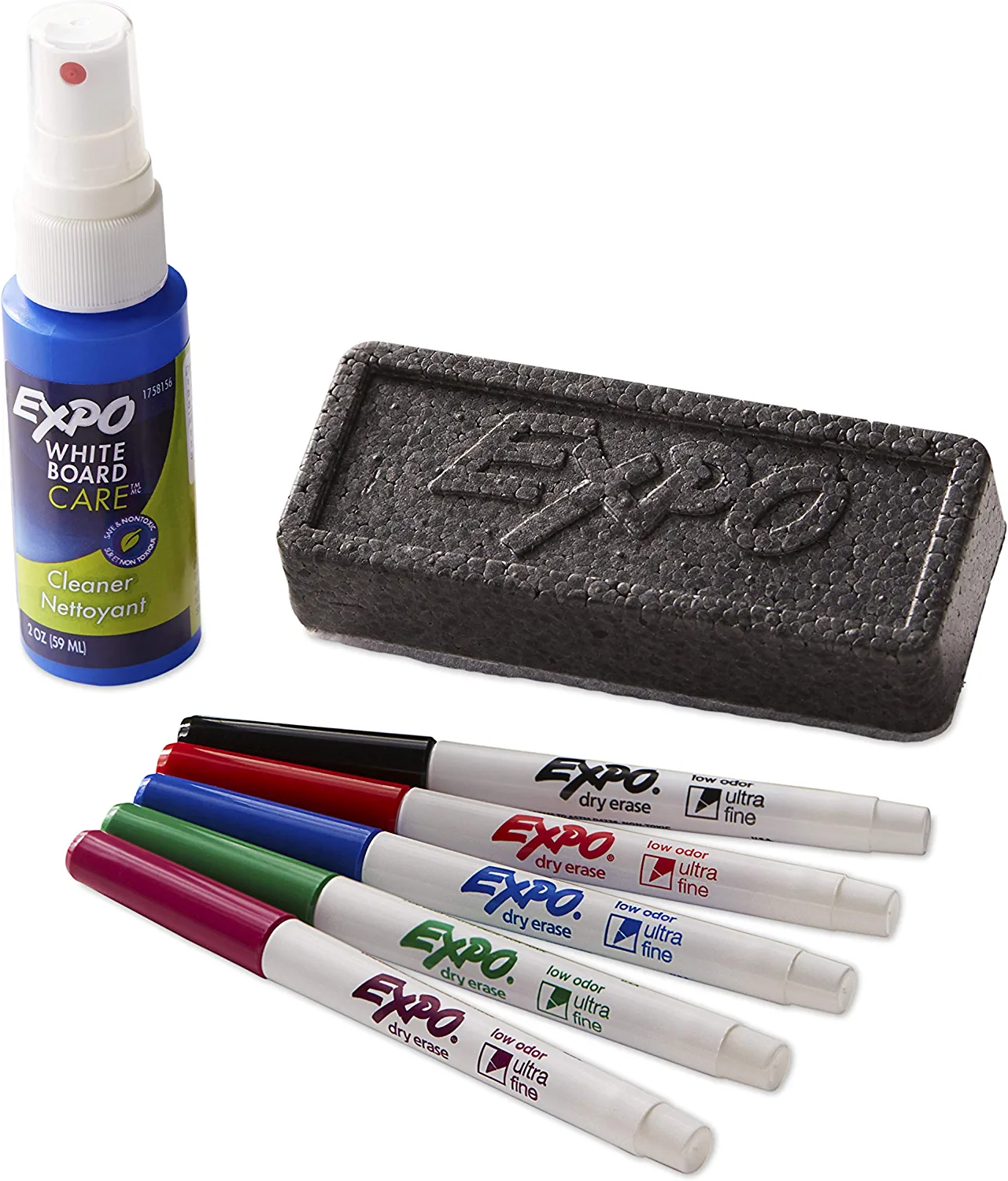 EXPO 1884310 Low-Odor Dry Erase Set\ Ultra Fine Tip\ Assorted Colors\ 7-Piece