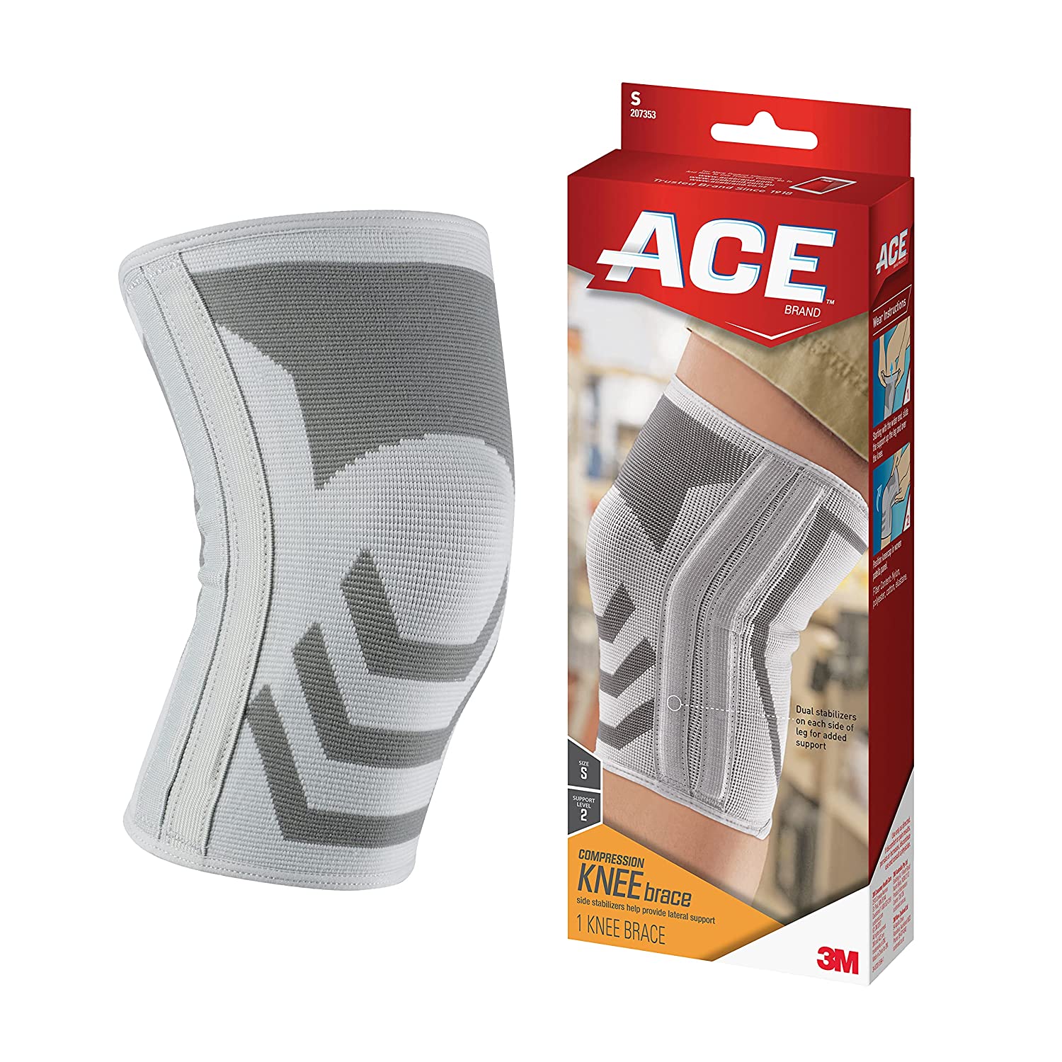 ACE Compression Knee Brace w/Side Stabilizers\ breathable Properties Let Sweat Escape\ XL