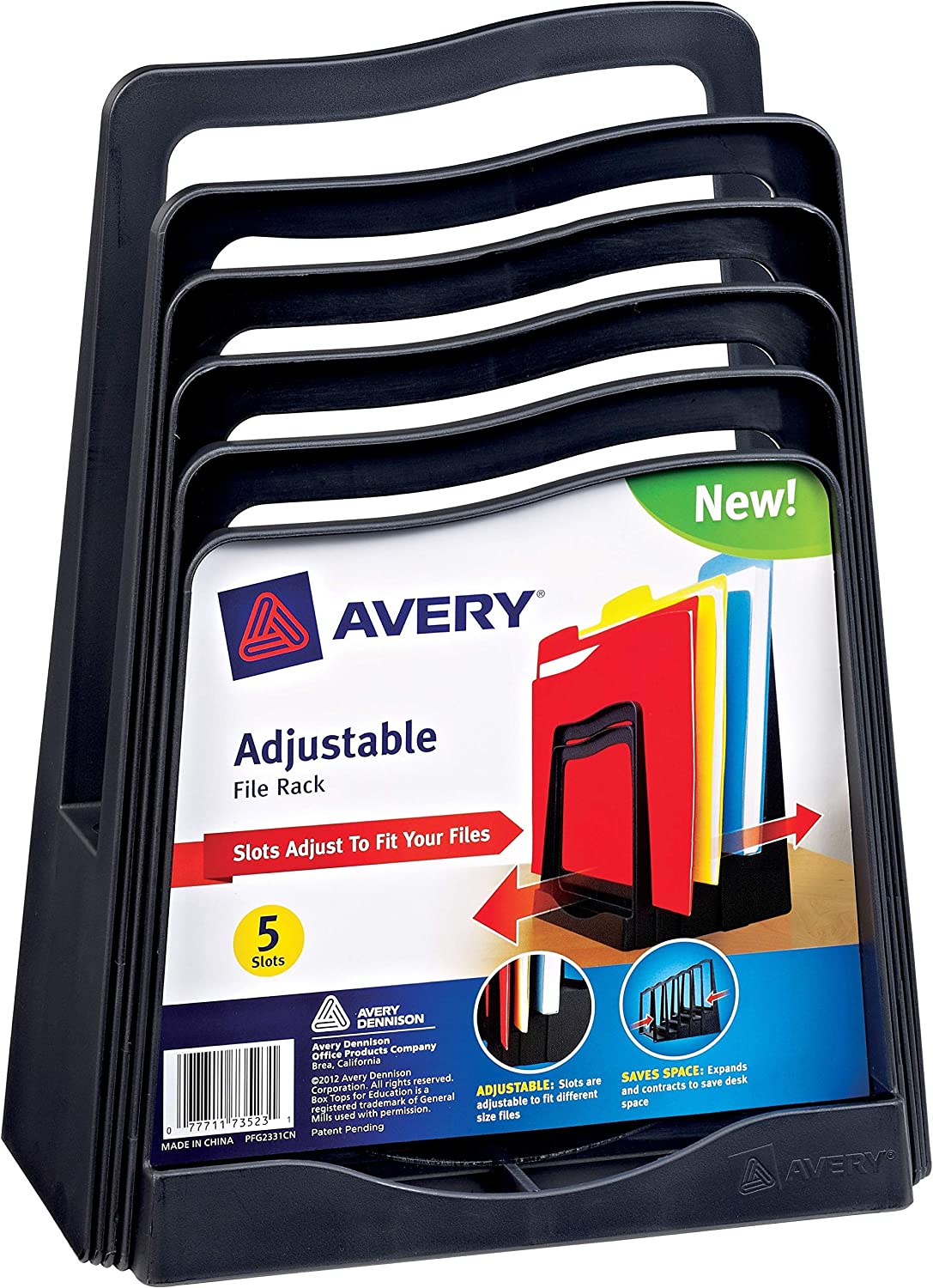 Avery 73523 Adjustable File Rack Five Sections 8 x 10 1/2 x 11 1/2 Black